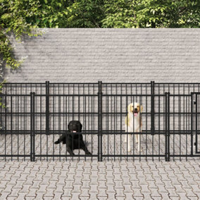 Berkfield Outdoor Dog Kennel Steel 11.26 m2