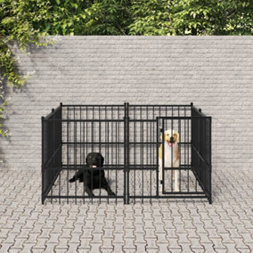 Berkfield Outdoor Dog Kennel Steel 3.75 m2