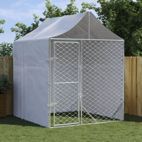 Berkfield Outdoor Dog Kennel with Roof Silver 2x2x2.5 m Galvanised Steel