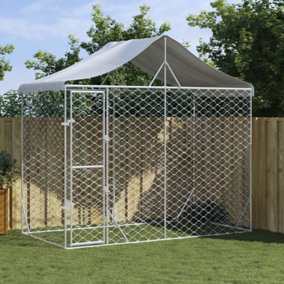 Berkfield Outdoor Dog Kennel with Roof Silver 3x1.5x2.5 m Galvanised Steel