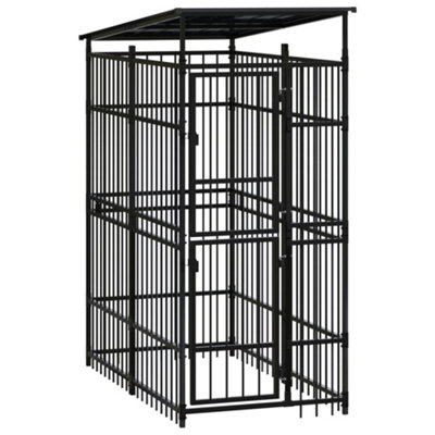 Berkfield Outdoor Dog Kennel with Roof Steel 1.84 m2 Price Comparisons | Compare The Build