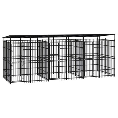 Berkfield Outdoor Dog Kennel with Roof Steel 11.06 m2 Price Comparisons | Compare The Build
