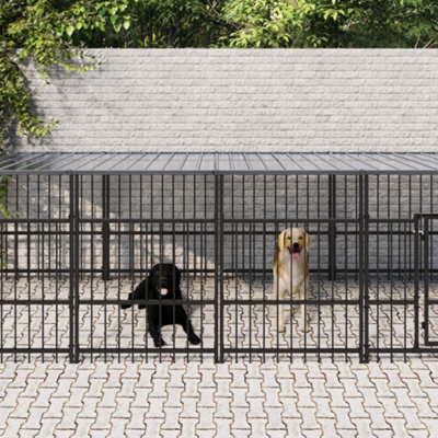 Berkfield Outdoor Dog Kennel with Roof Steel 13.14 m2 Price Comparisons | Compare The Build