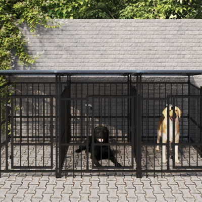 Berkfield Outdoor Dog Kennel with Roof Steel 16.89 m2 Price Comparisons | Compare The Build