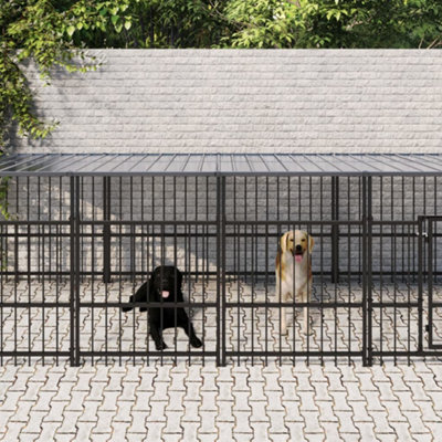 Berkfield Outdoor Dog Kennel with Roof Steel 18.77 m2 Price Comparisons | Compare The Build