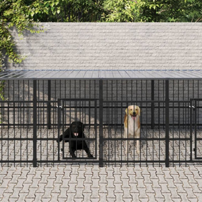 Berkfield Outdoor Dog Kennel with Roof Steel 18.77 m2 Price Comparisons | Compare The Build