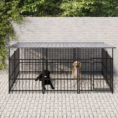 Berkfield Outdoor Dog Kennel with Roof Steel 5.63 m2 Price Comparisons | Compare The Build