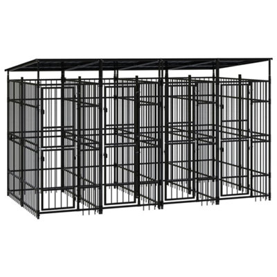 Berkfield Outdoor Dog Kennel with Roof Steel 7.37 m2 Price Comparisons | Compare The Build