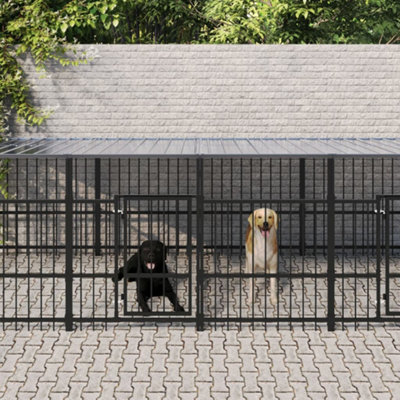 Berkfield Outdoor Dog Kennel with Roof Steel 7.51 m2 Price Comparisons | Compare The Build