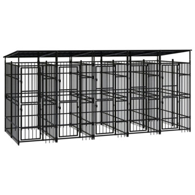 Berkfield Outdoor Dog Kennel with Roof Steel 9.22 m2 Price Comparisons | Compare The Build