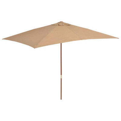 Berkfield Outdoor Parasol with Wooden Pole 200x300 cm Taupe | DIY at B&Q