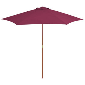Berkfield Outdoor Parasol with Wooden Pole 270 cm Bordeaux Red