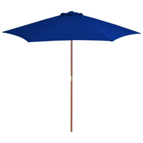 Berkfield Outdoor Parasol with Wooden Pole Blue 270 cm