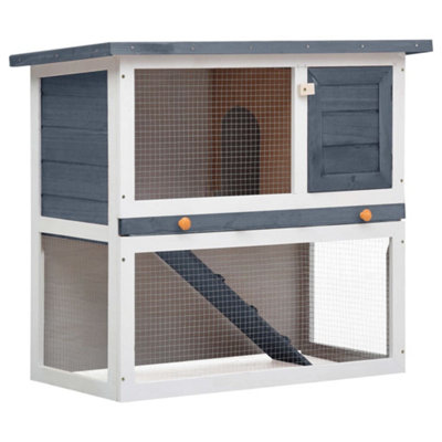 Berkfield Outdoor Rabbit Hutch 1 Door Grey Wood
