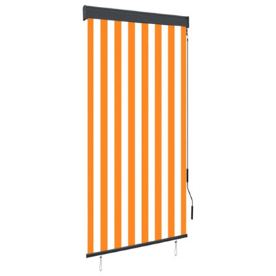 Berkfield Outdoor Roller Blind 80x250 cm White and Orange | DIY at B&Q