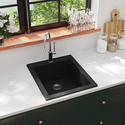 Berkfield Overmount Kitchen Sink Single Basin Granite Black
