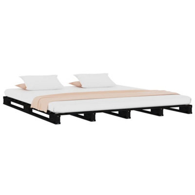 Berkfield Pallet Bed Black 150x200 cm King Size Solid Wood