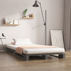 Berkfield Pallet Bed Grey 100x200 cm Solid Wood Pine