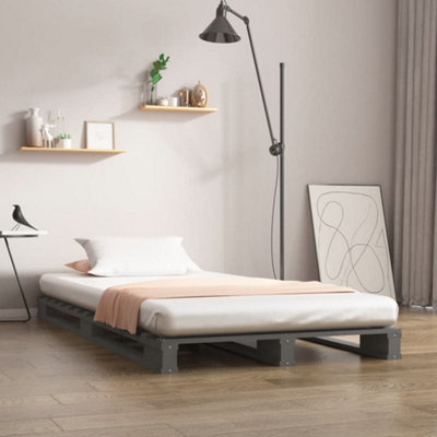 Berkfield Pallet Bed Grey 75x190 cm Small Single Solid Wood Pine