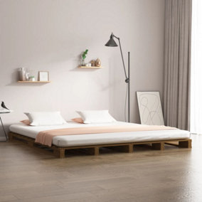 Berkfield Pallet Bed Honey Brown 150x200 cm King Size Solid Wood