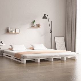 Berkfield Pallet Bed White 150x200 cm King Size Solid Wood