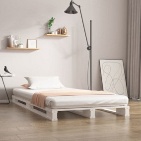 Berkfield Pallet Bed White 75x190 cm Small Single Solid Wood Pine