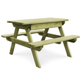 Berkfield Picnic Table with Benches 90x90x58 cm Impregnated Pinewood