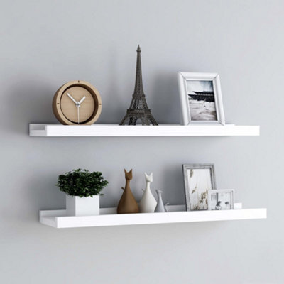 Berkfield Picture Frame Ledge Shelves 2 pcs White 80x9x3 cm MDF