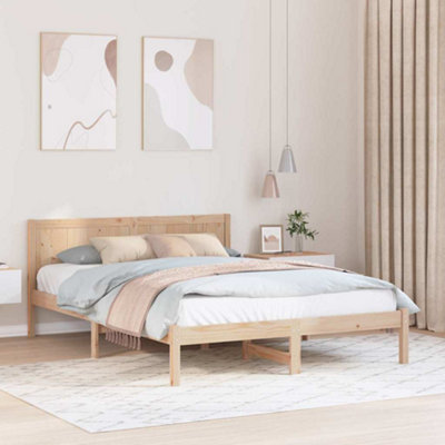 Berkfield Pine Wood Bed Frame Natural Solid Pine wood 160 x 200 cm Simple