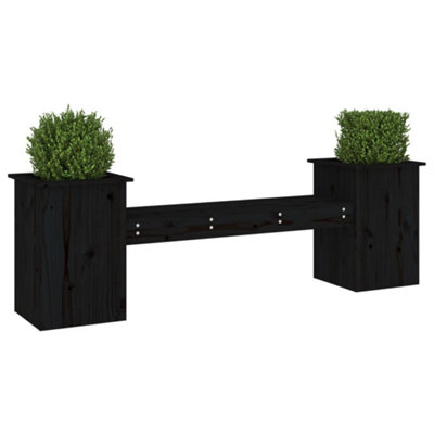 Berkfield Planter Bench Black 184.5x39.5x56.5 cm Solid Wood Pine