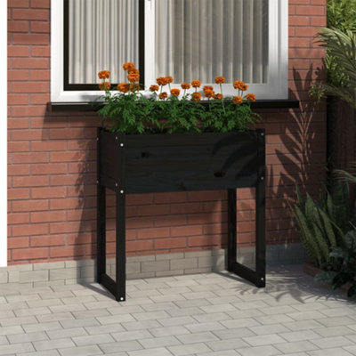 Berkfield Planter Black 78x40x81 cm Solid Wood Pine