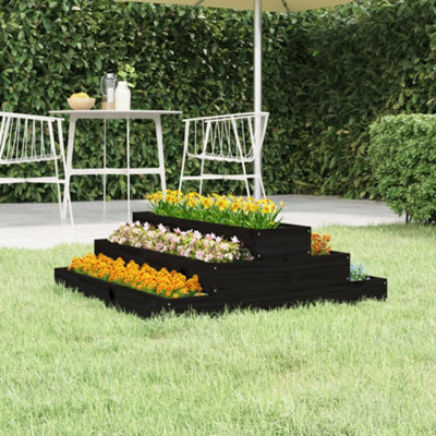 Berkfield Planter Black 80x80x27 cm Solid Wood Pine