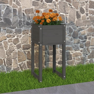 Berkfield Planter Grey 40x40x81 cm Solid Wood Pine