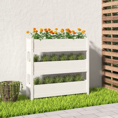 Berkfield Planter White 112x25x104.5 cm Solid Wood Pine