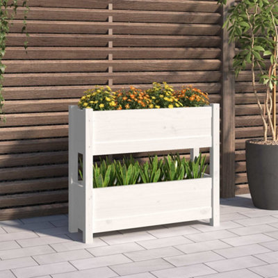 Berkfield Planter White 77x25x66 cm Solid Wood Pine