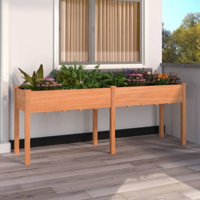 Berkfield Planter with Liner Brown 203x53x76 cm Solid Wood Fir