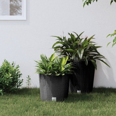 Berkfield Planter with Removable Inner Anthracite 15 / 15.3 L PP Rattan ...