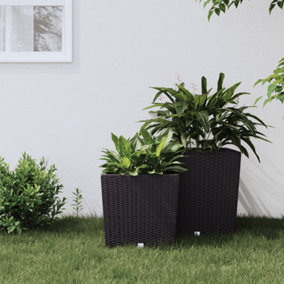 Berkfield Planter with Removable Inner Brown 21 / 32 L PP Rattan