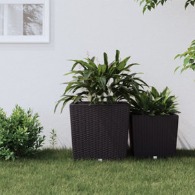 Berkfield Planter with Removable Inner Brown 37 / 64 L PP Rattan