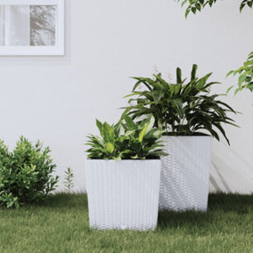 Berkfield Planter with Removable Inner White 21 / 32 L PP Rattan