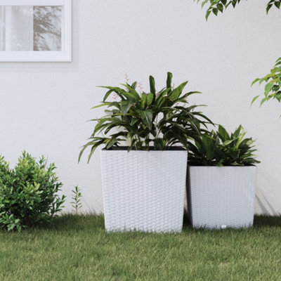 Berkfield Planter with Removable Inner White 37 / 64 L PP Rattan