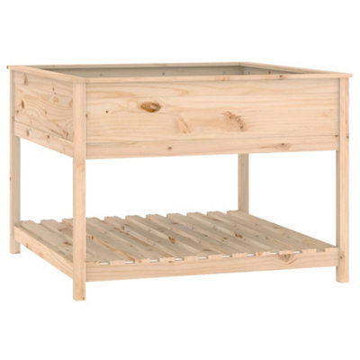 Berkfield Planter with Shelf 111.5x111.5x81 cm Solid Wood Pine