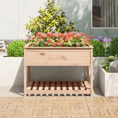 Berkfield Planter with Shelf 111.5x111.5x81 cm Solid Wood Pine