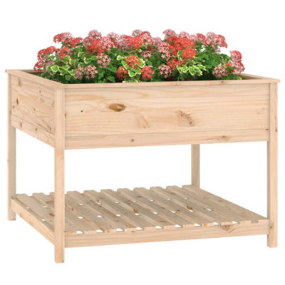 Berkfield Planter with Shelf 111.5x111.5x81 cm Solid Wood Pine