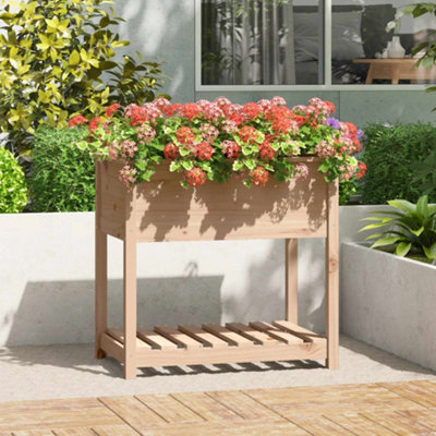 Berkfield Planter with Shelf 82.5x54x81 cm Solid Wood Pine