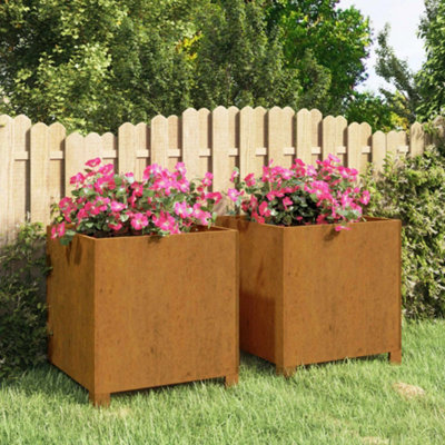 Berkfield Planters with Legs 2 pcs Rusty 42x40x43 cm Corten Steel