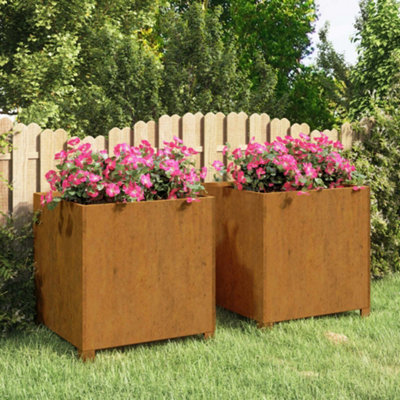 Berkfield Planters with Legs 2 pcs Rusty 49x47x50 cm Corten Steel