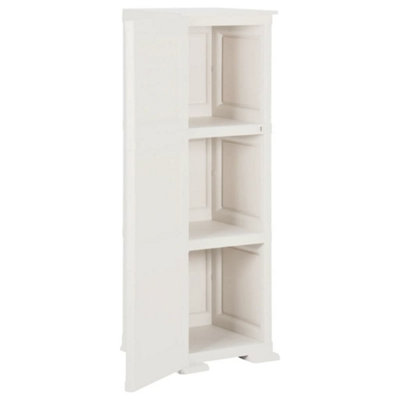Berkfield Plastic Cabinet 40x43x125 cm Wood Design White