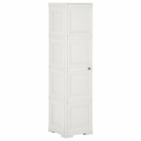 Berkfield Plastic Cabinet 40x43x164 cm Wood Design White