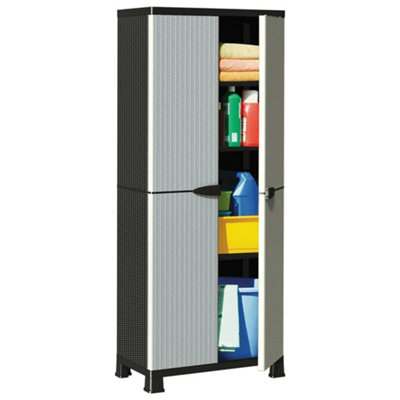 Tall plastic storage cabinet deals with doors